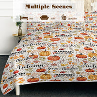 HKM-067475 Autumn Leaves Quilt Set for All Seasons - Includes Quilt and Pillow Shams, Multiple Sizes Available