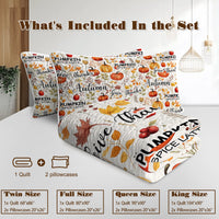 HKM-067475 Autumn Leaves Quilt Set for All Seasons - Includes Quilt and Pillow Shams, Multiple Sizes Available