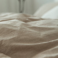 HKM-067475 Washed Cotton Four-Piece Bedding Set in Japanese Muji Style - Solid Color Options