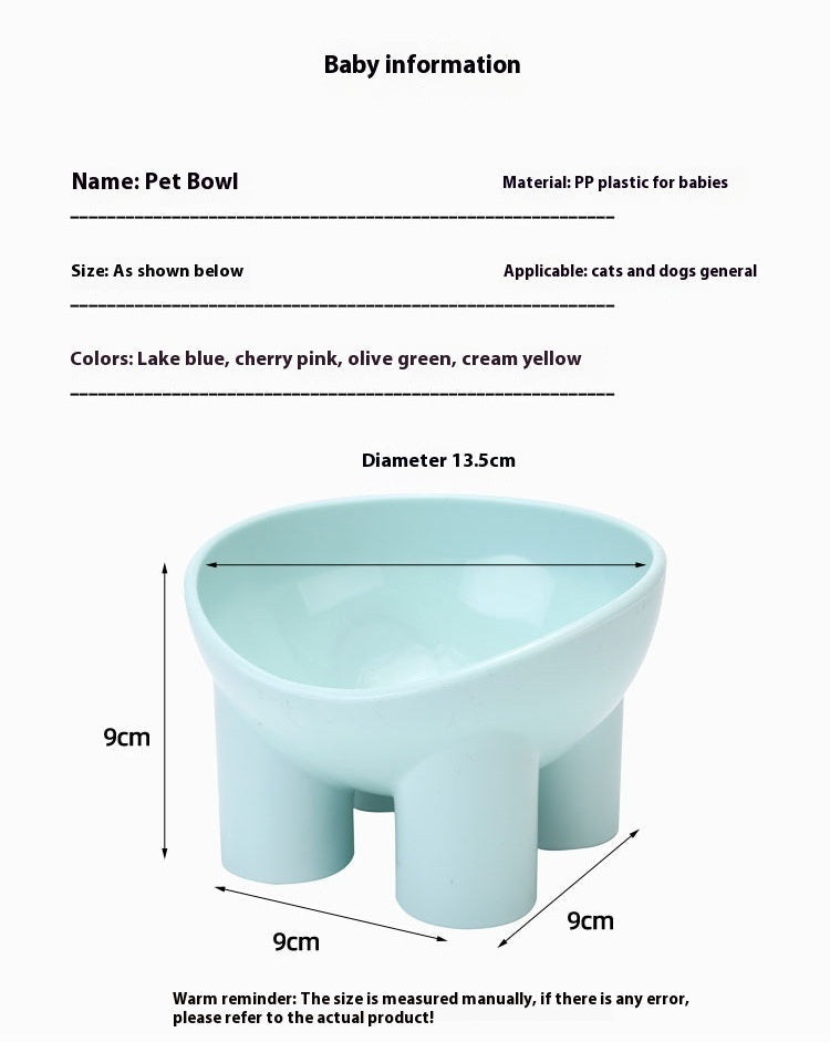 HKM-067667 Elevated Anti-Tumble Cat Bowl Set with Double Basins for Neck Protection