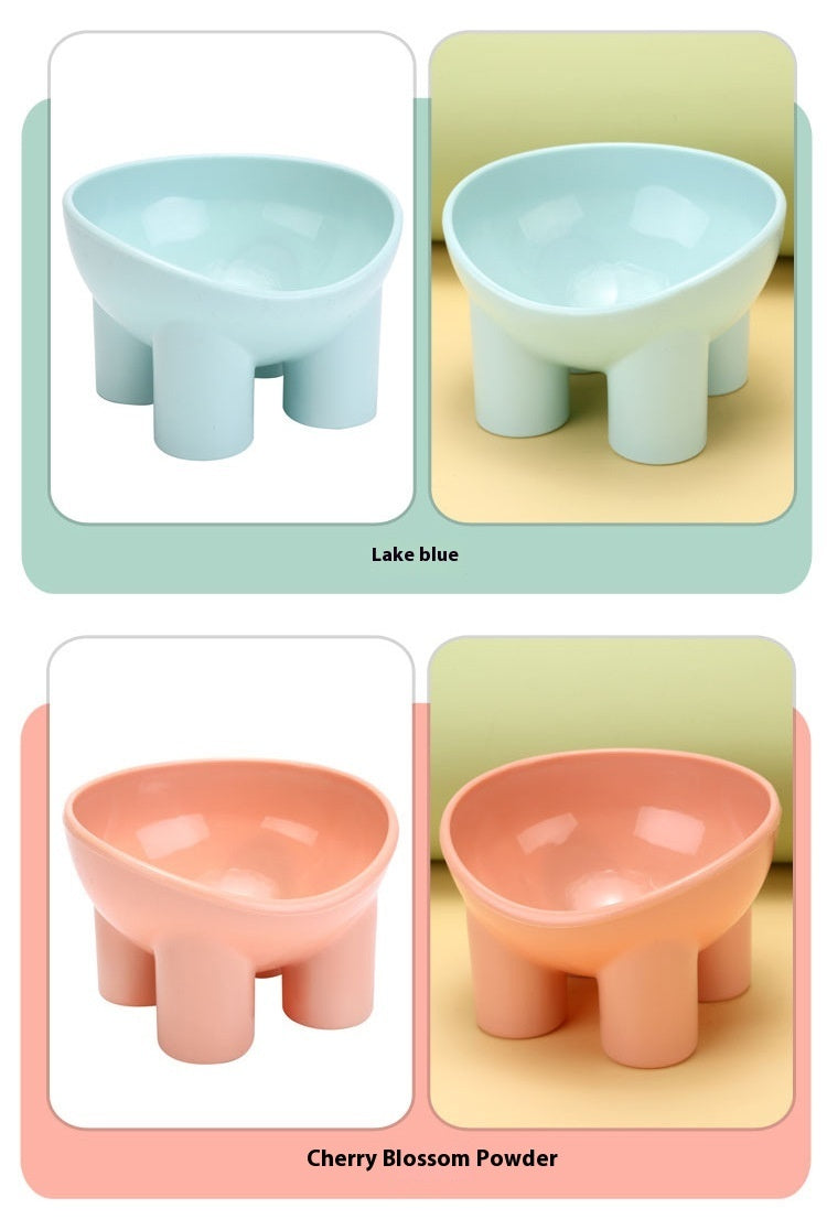 HKM-067667 Elevated Anti-Tumble Cat Bowl Set with Double Basins for Neck Protection