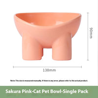 HKM-067667 Elevated Anti-Tumble Cat Bowl Set with Double Basins for Neck Protection