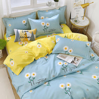 HKM-067795 Washed Cotton Duvet Cover Set - Four-Piece Bedding Collection in Various Stylish Patterns