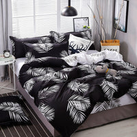 HKM-067795 Washed Cotton Duvet Cover Set - Four-Piece Bedding Collection in Various Stylish Patterns