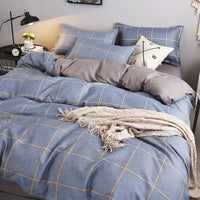 HKM-067795 Washed Cotton Duvet Cover Set - Four-Piece Bedding Collection in Various Stylish Patterns