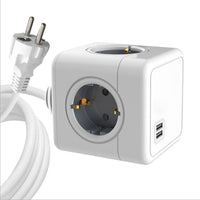 HKM-067987 Universal Rubik's Cube Socket with Type-C & USB Ports, 5-Hole Multi-Country Power Adapter