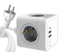 HKM-067987 Universal Rubik's Cube Socket with Type-C & USB Ports, 5-Hole Multi-Country Power Adapter