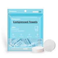 HKM-068051 Round Compressed Towel Set - 6 Pack in Blue and Pink, 30 x 60 cm, Plant Fiber