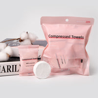 HKM-068051 Round Compressed Towel Set - 6 Pack in Blue and Pink, 30 x 60 cm, Plant Fiber