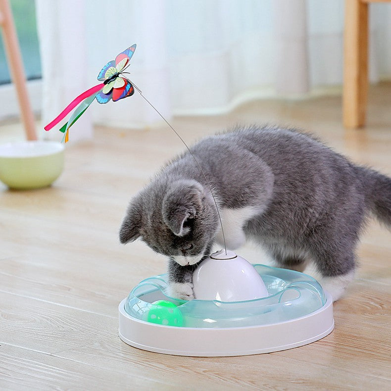 HKM-068115 Interactive Butterfly Cat Turntable Toy, PP, 23.5cm Diameter, 7.5cm Height