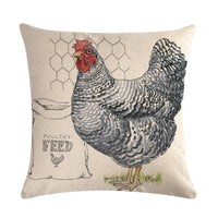 HKM-068179 Modern Hen Series Linen Pillowcase Cushion Cover, 45x45cm, Cotton & PP Cotton Filling