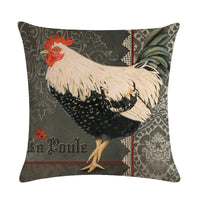 HKM-068179 Modern Hen Series Linen Pillowcase Cushion Cover, 45x45cm, Cotton & PP Cotton Filling