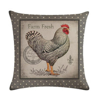 HKM-068179 Modern Hen Series Linen Pillowcase Cushion Cover, 45x45cm, Cotton & PP Cotton Filling