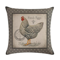 HKM-068179 Modern Hen Series Linen Pillowcase Cushion Cover, 45x45cm, Cotton & PP Cotton Filling