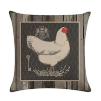 HKM-068179 Modern Hen Series Linen Pillowcase Cushion Cover, 45x45cm, Cotton & PP Cotton Filling
