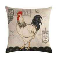 HKM-068179 Modern Hen Series Linen Pillowcase Cushion Cover, 45x45cm, Cotton & PP Cotton Filling