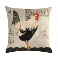 HKM-068179 Modern Hen Series Linen Pillowcase Cushion Cover, 45x45cm, Cotton & PP Cotton Filling