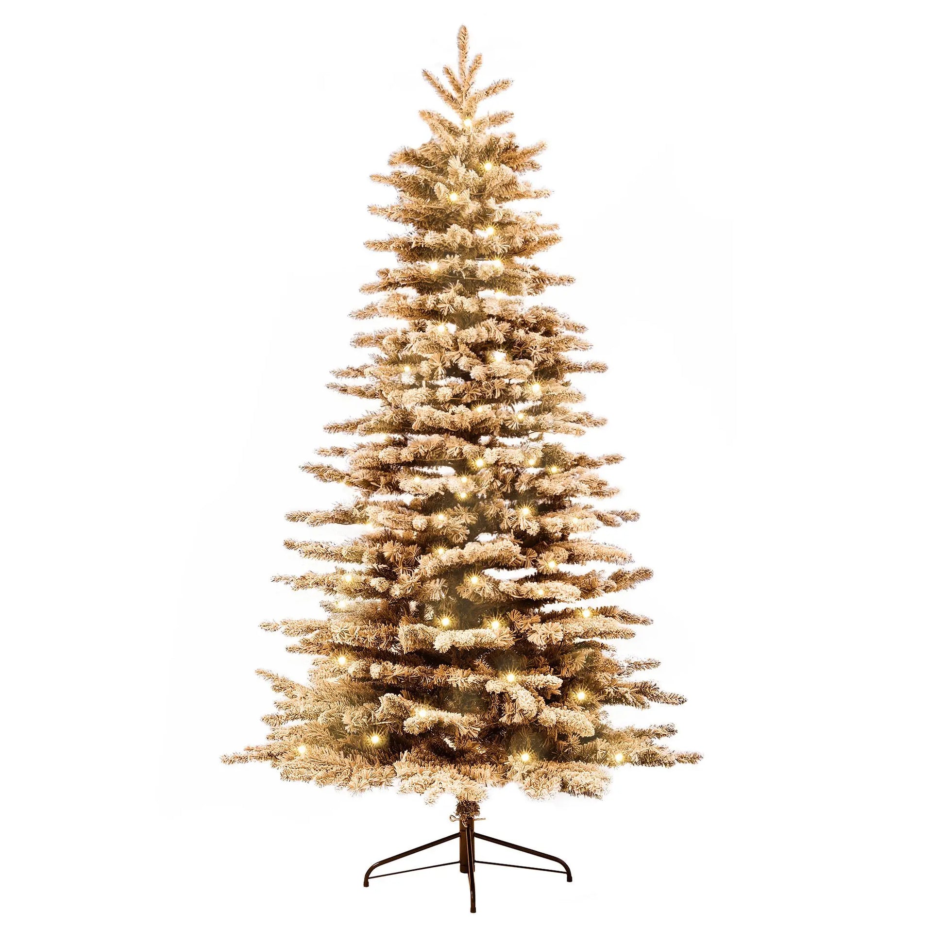 KTX-068243 7.5 ft Snow Flocked Pre-Lit Artificial Mountain Pine Christmas Tree with 500 LED Lights