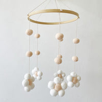 HKM-068563 Handmade Wooden Flower Wind Chimes in Pink and Coffee Tones, 30 x 50CM