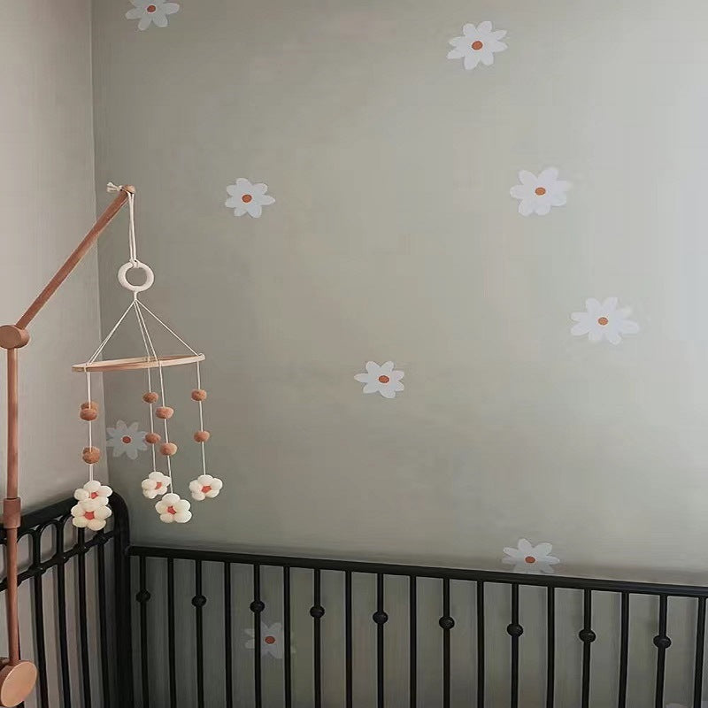 HKM-068563 Handmade Wooden Flower Wind Chimes in Pink and Coffee Tones, 30 x 50CM