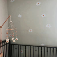 HKM-068563 Handmade Wooden Flower Wind Chimes in Pink and Coffee Tones, 30 x 50CM