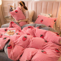 HKM-068627 Double-Sided Coral Fleece Quilt Cover – Soft Polyester Magic Velvet in Multiple Sizes