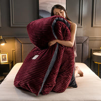 HKM-068627 Double-Sided Coral Fleece Quilt Cover – Soft Polyester Magic Velvet in Multiple Sizes