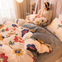 HKM-068627 Double-Sided Coral Fleece Quilt Cover – Soft Polyester Magic Velvet in Multiple Sizes