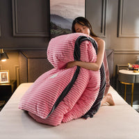 HKM-068627 Double-Sided Coral Fleece Quilt Cover – Soft Polyester Magic Velvet in Multiple Sizes