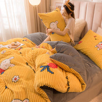 HKM-068627 Double-Sided Coral Fleece Quilt Cover – Soft Polyester Magic Velvet in Multiple Sizes