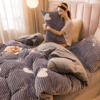 HKM-068627 Double-Sided Coral Fleece Quilt Cover – Soft Polyester Magic Velvet in Multiple Sizes