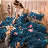 HKM-068627 Double-Sided Coral Fleece Quilt Cover – Soft Polyester Magic Velvet in Multiple Sizes