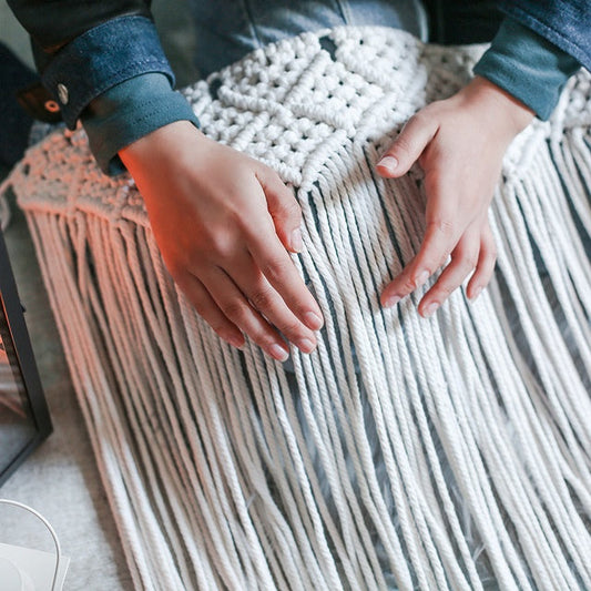 HKM-068627 Handmade Macrame Wall Hanging Tapestry for Baby Room and Home Decor, 75 cm Wide Cotton Rope Art