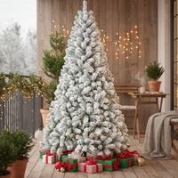 HKM-068755 4FT Natural Flocked Christmas Tree with 233 Tips and Metal Stand - Perfect for Home and Office Decor
