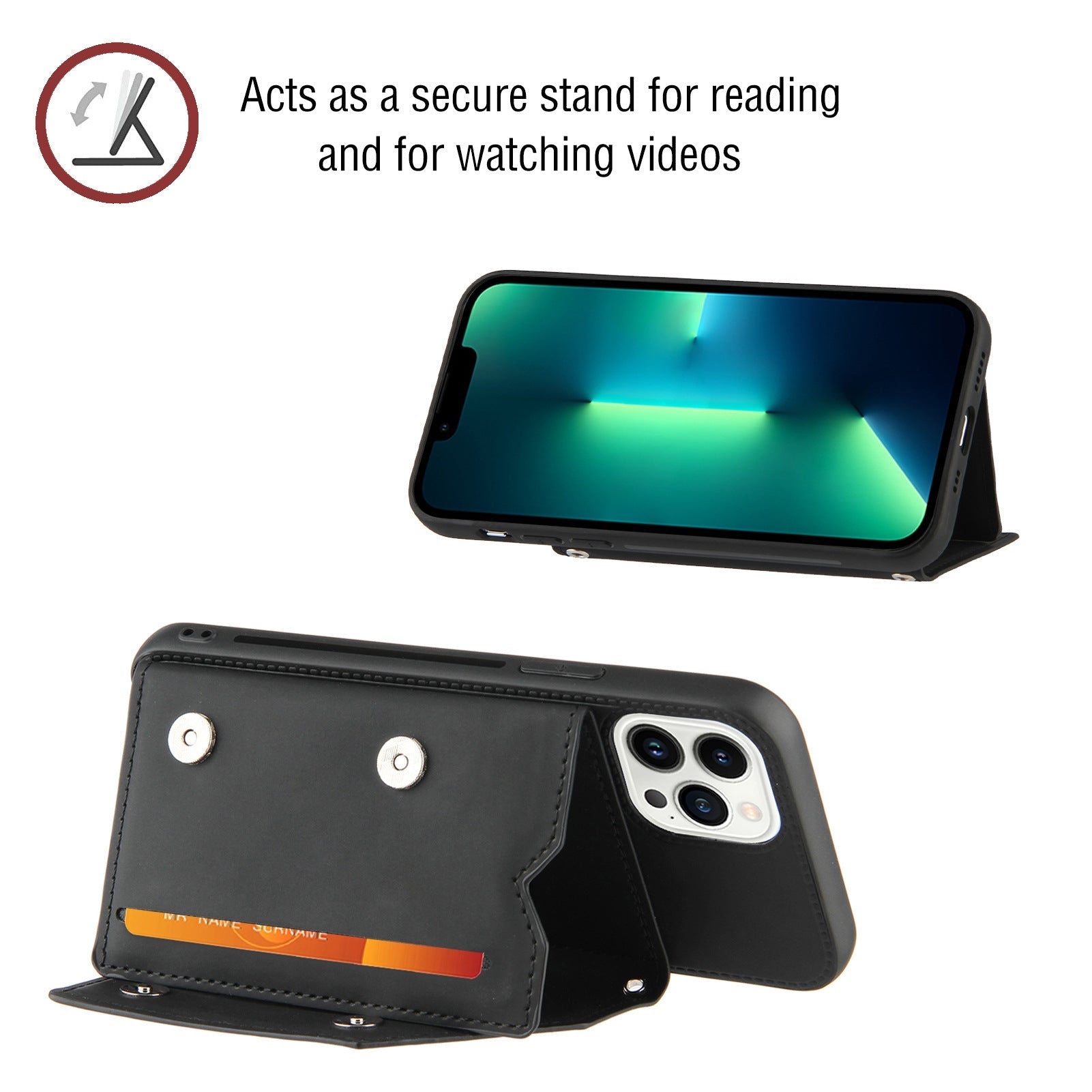 HKM-068883 Holster Phone Case with Lanyard and Card Holder for iPhone Models