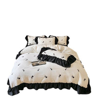 HKM-068947 Embroidered Floral Duvet Cover and Fitted Sheet Set - Various Sizes Available
