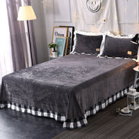 HKM-068947 Lattice Design Four-Piece Bed Set in Washed Cotton Crystal Velvet