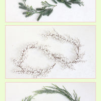 HKM-069075 Creative Snowflake Pine Branch Decoration with Red Fruit Ornaments
