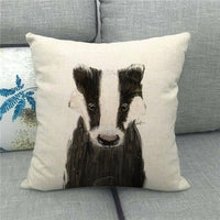 HKM-069075 Cute Cartoon Owl Print Linen Pillowcase 45x45cm in Various Colors