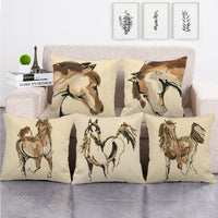 HKM-069075 Cute Cartoon Owl Print Linen Pillowcase 45x45cm in Various Colors
