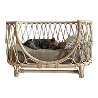 HKM-069075 Handmade Rattan Woven Pet Bed Sofa for Dogs - Small, Large, Round & Square Sizes Available