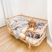 HKM-069075 Handmade Rattan Woven Pet Bed Sofa for Dogs - Small, Large, Round & Square Sizes Available