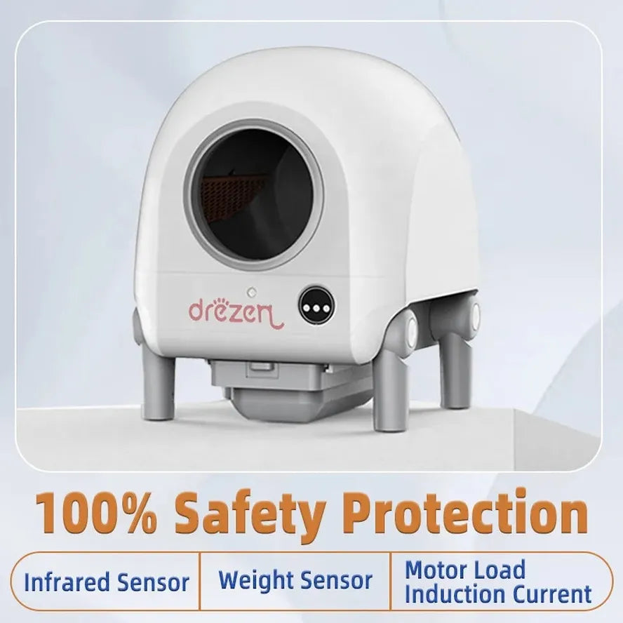 KTX-069395 Automatic Self-Cleaning Cat Litter Box with Video Monitor and App Control, 68L Capacity, Easy to Clean, Made of PP Material