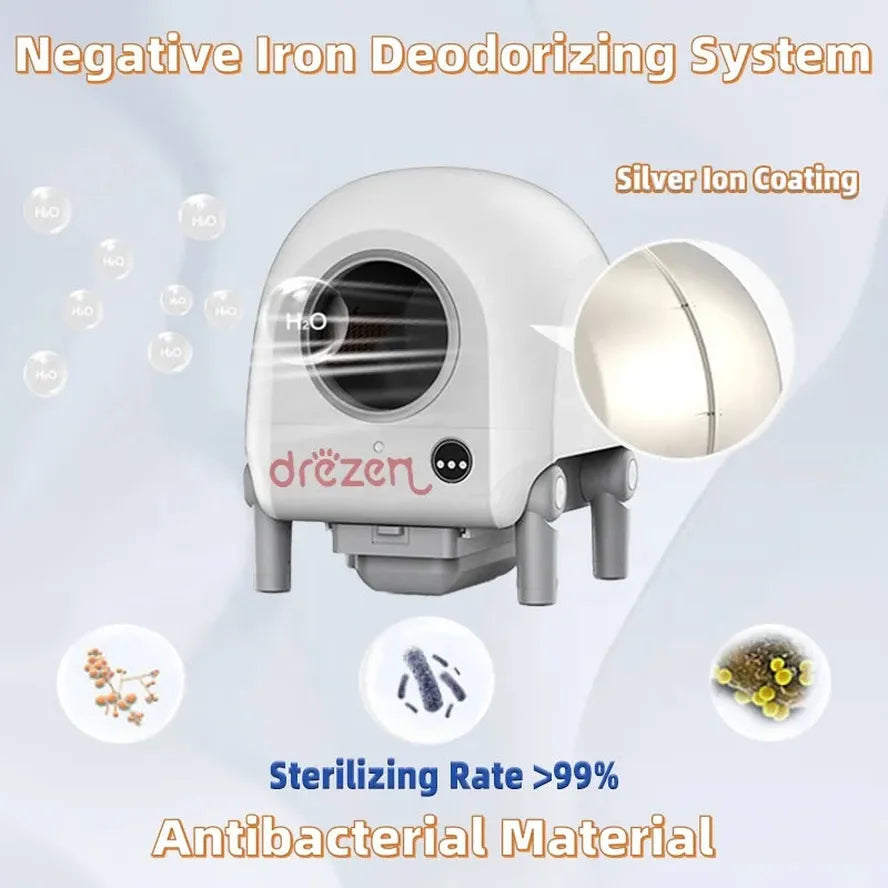 KTX-069395 Automatic Self-Cleaning Cat Litter Box with Video Monitor and App Control, 68L Capacity, Easy to Clean, Made of PP Material