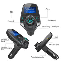 HKM-069523 Bluetooth Audio and Video FM Transmitter for Cars, Monochrome Screen, 12-24V Power Supply, AUX Interface