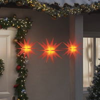 HKM-069587 Foldable LED Christmas Stars Set of 3 with Timer Function - Warm White, Yellow, and Red Lights