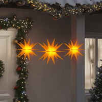 HKM-069587 Foldable LED Christmas Stars Set of 3 with Timer Function - Warm White, Yellow, and Red Lights