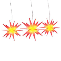 HKM-069587 Foldable LED Christmas Stars Set of 3 with Timer Function - Warm White, Yellow, and Red Lights