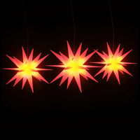 HKM-069587 Foldable LED Christmas Stars Set of 3 with Timer Function - Warm White, Yellow, and Red Lights