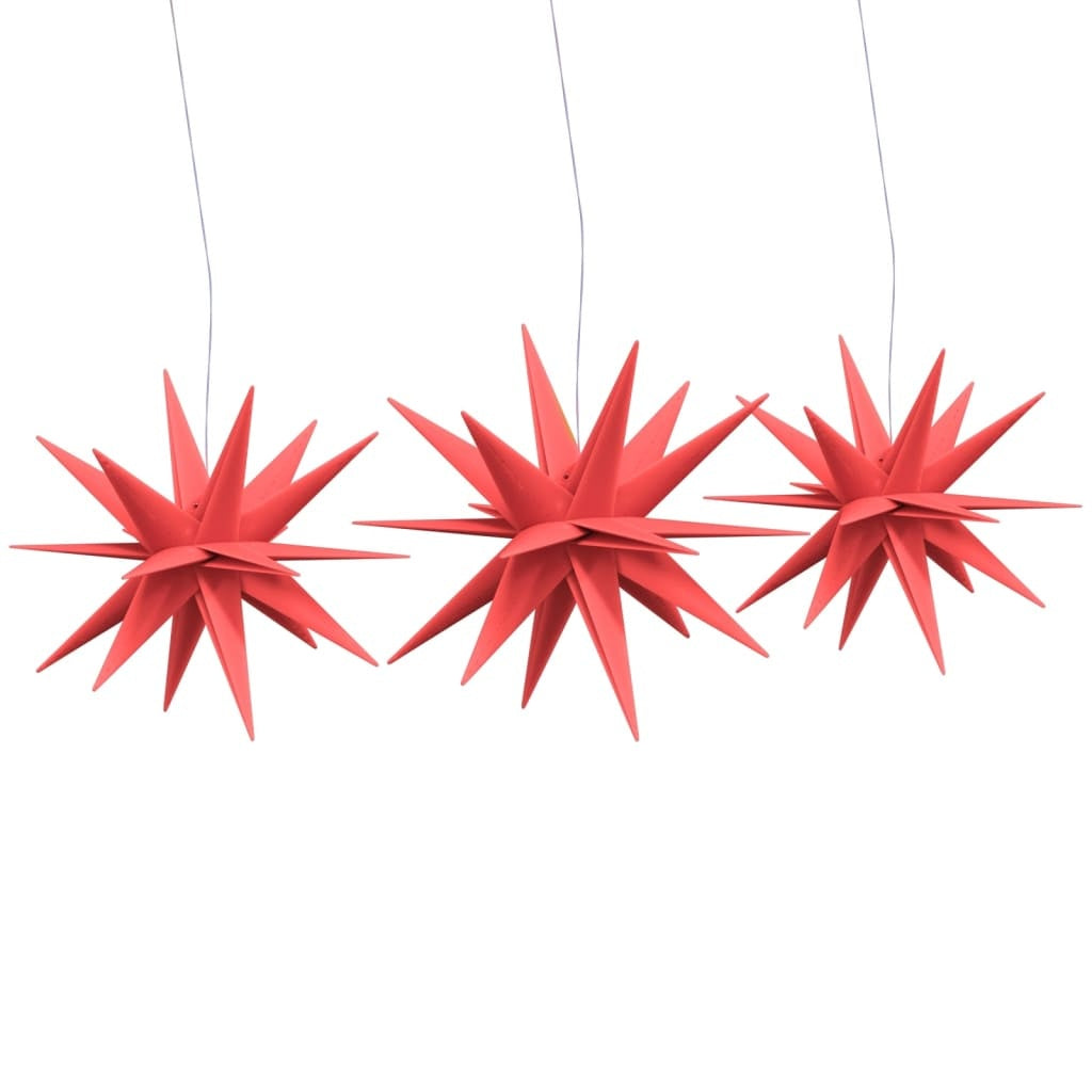 HKM-069587 Foldable LED Christmas Stars Set of 3 with Timer Function - Warm White, Yellow, and Red Lights